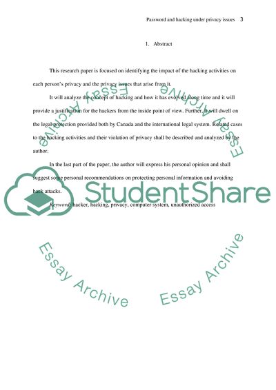 Password and hacking under the privcy issues