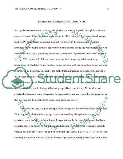 PR trends contributing to growth