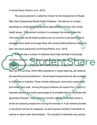 Employment within Mental Health Services