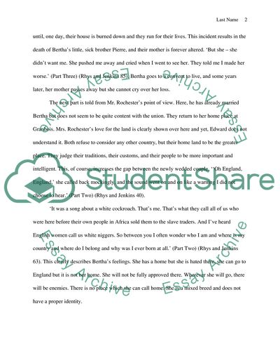 Antoinettes and Berthas identity according to Jeane Rhys or similar topic that cover this idea