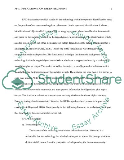 The Influence of Radio Frequency Identification on the Environment