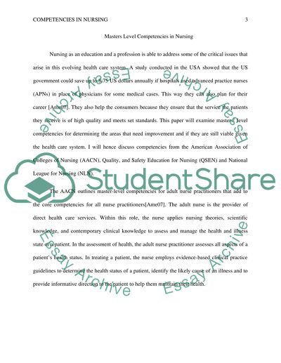 Masters Level Competencies in Nursing