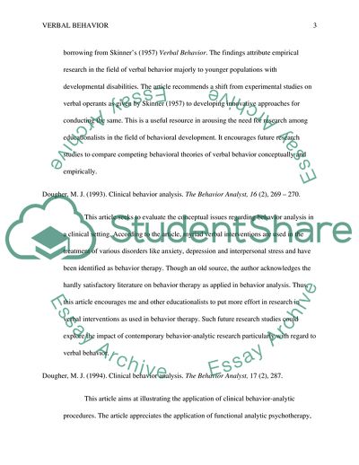 Annotated Bibliography- Verbal Behavior