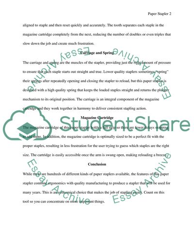 Mechanism Description: Paper Stapler