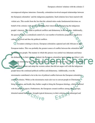 Describe how European colonists relations with these populations