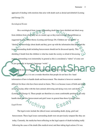 introduction of bereavement essay