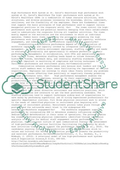 High Performance Work Systems