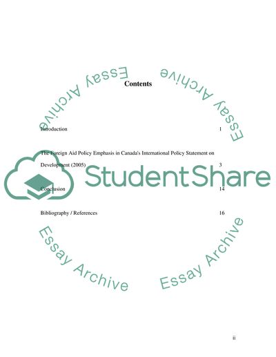 Government of Canadas International Policy Statement on Development