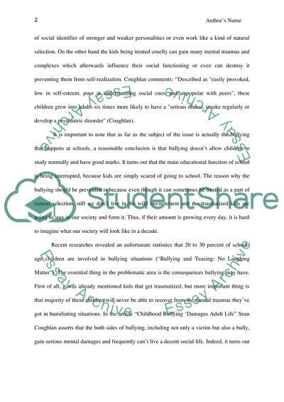 The Importance Of Solving Issue Of School Bullying