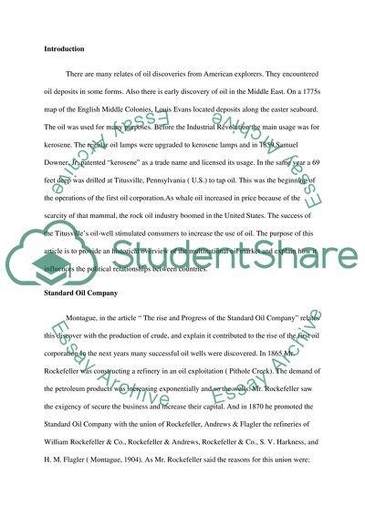 History of the Multinational Oil Market