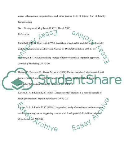 Direct Service Staff Turnover in Supported Living Arrangements