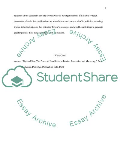 Toyota Prius: The Power of Excellence in Product Innovation and Marketing