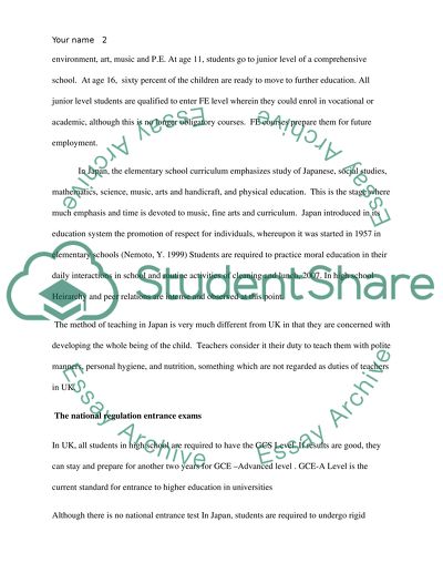 Compare and contrast the education systems of the UK and other country