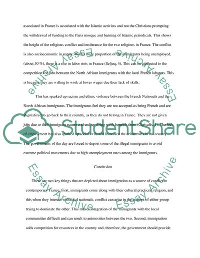 Immigration As A Source Of Conflict In France