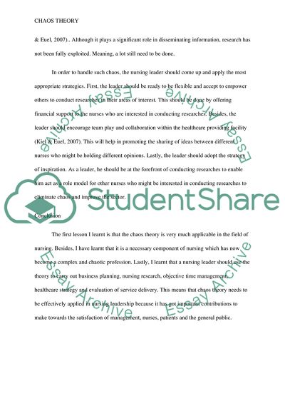 Chaos Theory in Nursing