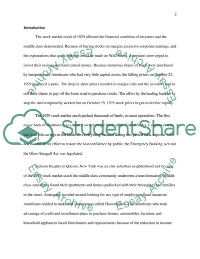 Financial Stroke, Stock Market Crash of 1929