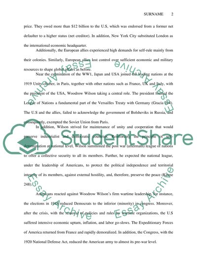 Intensive Review of the Historical Validity and Impacts of the WWI on the United States History