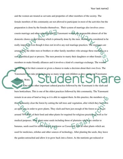 Cultural Practices in Yanomamo Culture