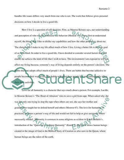 Various Aspects of Life for Individual