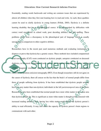 Education: How current research informs practice