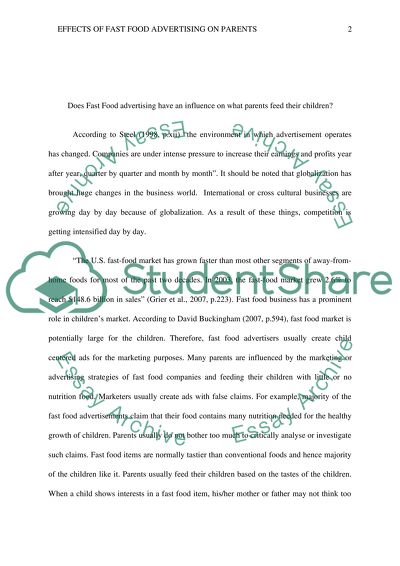 Does Fast Food Advertising Have an Influence on What Parents Feed Their Children