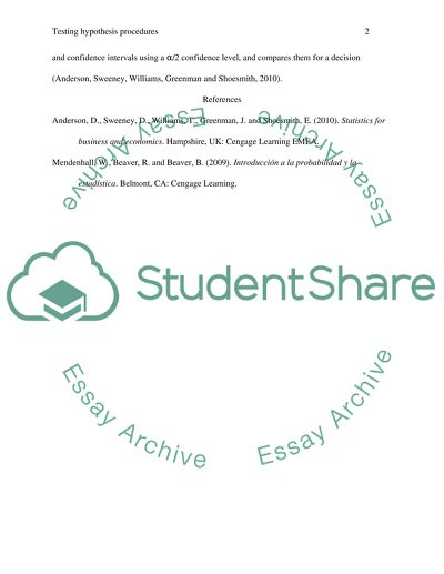 Hypothesis Testing Procedures
