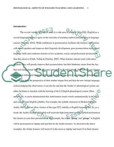 Phonological Aspects of English Teaching and Learning