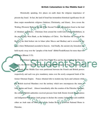 The Political Legacy of Colonialism in Isreal and Palestine