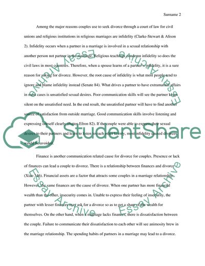 Main Reason for Divorce