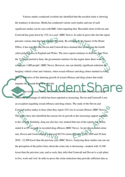 Public perception and actual police recorded crime in Cornwall and Devon