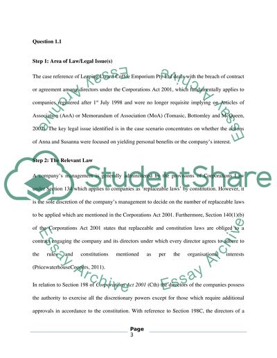 Company Law - Leaping Lizard Coffee Emporium Pty Ltd