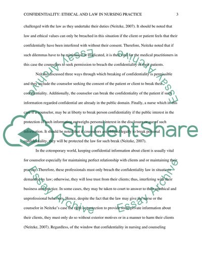 Confidentiality - Ethical and Law in Nursing Practice