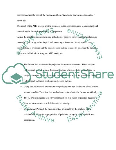 Methods For Project Selection