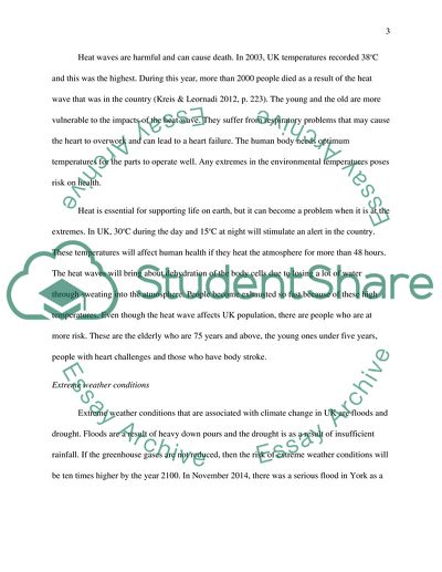 Possible Impact of Climate Change on the Health of the UK Population