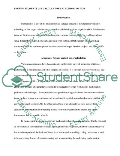 Should Students Use Calculators at School or Not