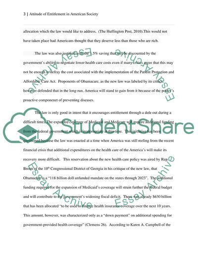 Additude of entitlement in american sociaty