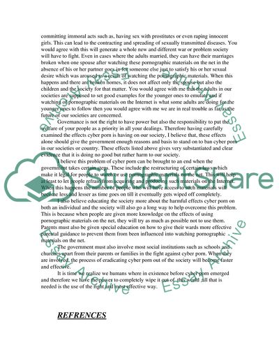 Government Ban of Cyberporn on the Internet