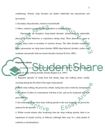 Sleep Walking Disorder