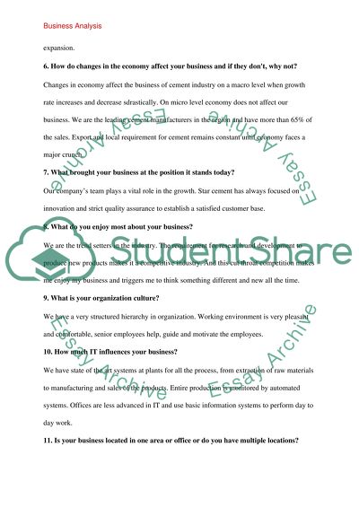 Major Business Analysis