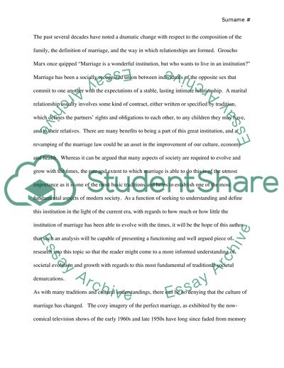 The Culture of Marriage