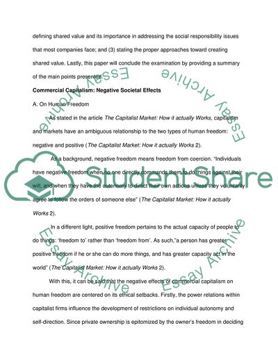 Commercial Capitalism: Positive and Negative Societal Effects