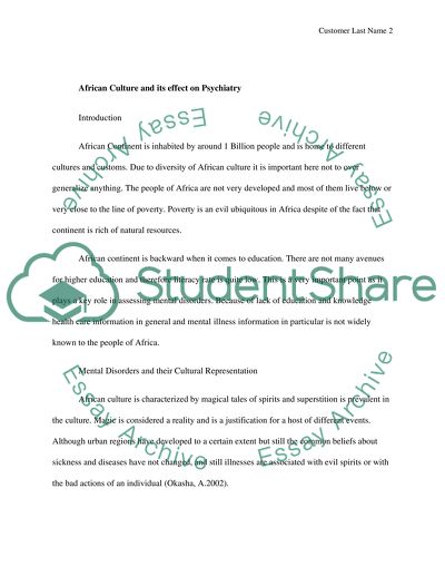 Effects of Culture on Psychiatry