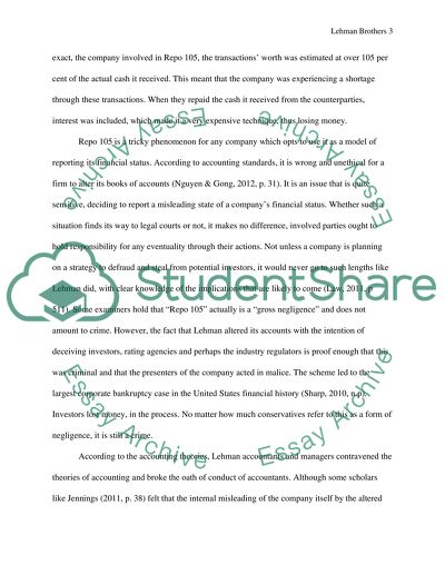 Lehman Brothers and the Repo 105 Scandal