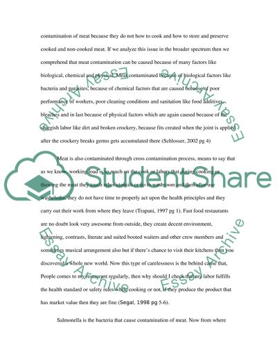 BAD MEAT CONTAMINANTS IN FAST FOOD RESTAURANTS