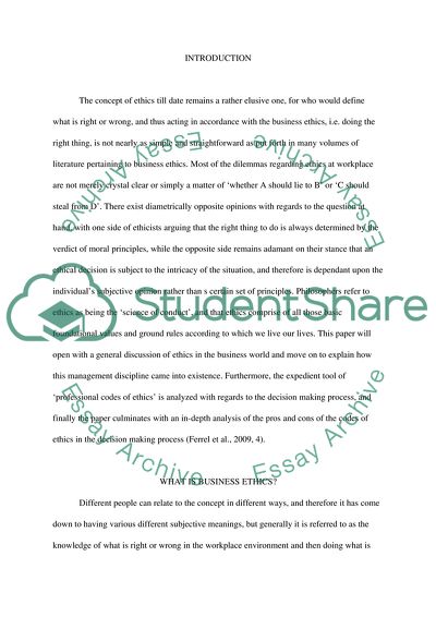 Can Professional Code of Ethics Be the Backbone of Management