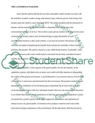 The lauderdale paradox