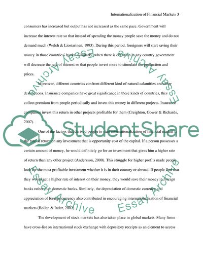 Internationalization of Financial Markets