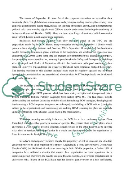 Business Continuity Management Issues