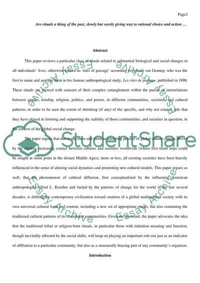 Rituals of the Past in Contexts of Global Social Change