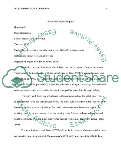 World Paper Company - Finance Case 18